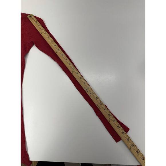 Aerie Womens Shirt Size Small Red Waffle Knit Long Sleeve - Picture 8 of 10